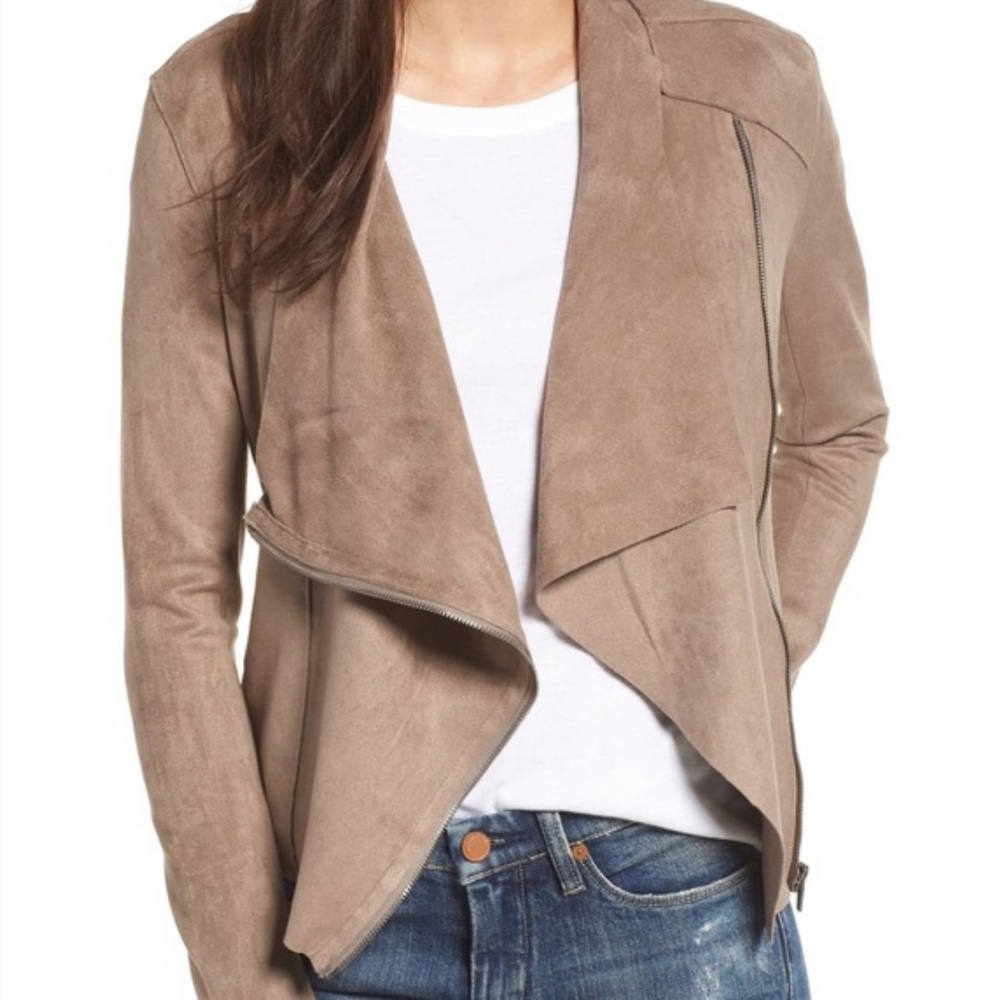 Motto Faux Suede Drape Asymmetrical Cardigan/Jacket